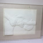 Signed Embossed Art Piece On Linen, Back Of Dancer Being Dipped, In Lucite Frame 220/250