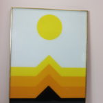 Large Abstract Geometric Horizon In Solid Brass Frame