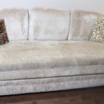 Light Brown Fabric Sofa With Pillows