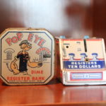 Vintage Children's Pocket Size Toy Banks, Popeye And Register Dime Bank