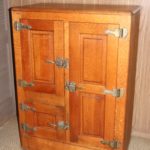 Vintage Oak Icebox With Enamel Interior