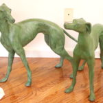 Pair Of Large Metal Whippet Dog Statues