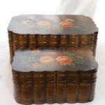 Set Of Large Decorative Hand Painted Stacking Wood Boxes With Floral Design