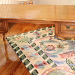 Wood Desk By Baker Furniture With 2 Drawers And Queen Anne Style
