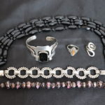 Sterling Brauer Stamped Silver Bracelet And Black Stone & Sterling Bracelet From Mexico With Rings