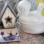 Rooster Soup Tureen By Carbone, Porcelain Trivet And Bird House