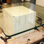 Thick Glass Coffee Table With Marble Stone Base