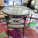 48" Round Glass Table With Metal Base And 4 Chairs