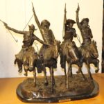 Oversized Cowboy Bronze By Frederick Remington Base Shows Wear Needs A Thorough Cleaning