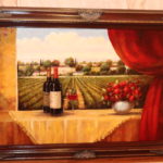 Herbert Signed Wine And Vineyard Painting In Decorative Wood Frame