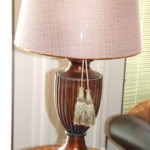 Tall Lamp With Tassel And Aged Patina Finish