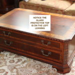 Carved Detail Coffee Table With Drawers And Protective Glass Top Great Storage