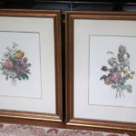 Pair Of Floral Prints In Gold Frames JL Lrevoot Edzioni Ponte Vecchio
