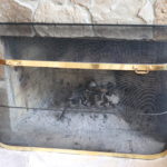 Large Fireplace Screen With Brass Detail Measures 50" W X 33" Tall