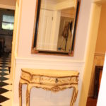 French Provincial Style Side Table With Crackle Finish And Mirror