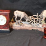 "The Challenge" By Danny Edward's 2005 Resin Stag/ Buck Statue 243/ 2500 With Mantle Clock & More