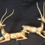 Set Of Large Brass Gazelles By Ethan Allen's Home Collection 16" W X 12" Tall