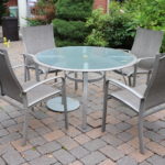 50" Round Sunbrella Outdoor Table With 4 Chairs