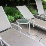 Set Of 3 Sunbrella Outdoor Lounge Chairs With 2 End Tables