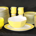 Large Set Of Fitz And Floyd Yellow Pattern China