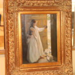 Signed Oil Painting On Canvas In Gold Carved Wood Frame