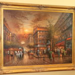 Large Paris Streetscape Painting In Beautiful Gold Frame