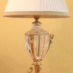 Decorative Crafts Brass And Crystal Lamp With Egyptian Sphinx Detail