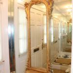 Quality Gold Leaf Wood Mirror Louis XV Style With Shelf And Large Crown