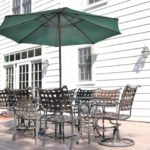 Outdoor Patio Furniture Set By Brown Jordan With Tempered Glass Table And 8 Chairs