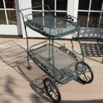Metal Outdoor Bar Cart With Wheels And Removable Tray Top
