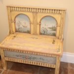 Small Hand Painted Distressed Italian Bench With Storage From Italy.