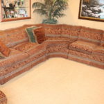 Large 3 Piece Custom Sherrill Fabric Sectional Sofa With Decorative Pillows