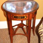 Italian Made Inlaid Wood Side Table With 5 Legs And Spider Base