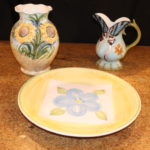 Decorative Sunflower Vase & Pitcher With Hand Painted Plate By Calec