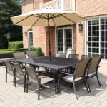 Patio Dining Table Set with Umbrella and Chairs