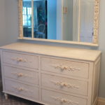 Country French Style Dresser With Beautiful Carved Floral Mirror