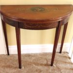 Hand Painted DemiLune Flip Top Table Made In England Opens To Full Circle With Felt Top