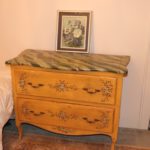 Hand Painted Dresser With Floral Detail And Painted Top And Signed 3 Dimensional Art By Rose 79, Made In Italy