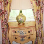Hand Painted Bombay Chest With Hand Painted Porcelain Lamp