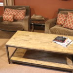 Coffee Table with Pair of Brown Chairs