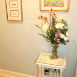 Side Table, Floral Arrangement, Framed Paintings