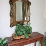 Side Table, Faux Plant with Decorative Mirror