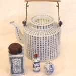 Vintage Chinese Stamped Porcelain Teapot And Vintage Snuff Bottle With Dragon Wax Seal