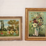 Signed Floral Still Life M. Parou 1972 And Small Signed Painting On Canvas