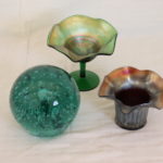 Hand Blown Glass Lot Includes Paperweight And Decorative Cups
