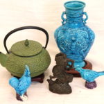 Lot Of Assorted Decorative Asian Collectibles Includes Dragon Vase & Tetsubin Iron Teapot