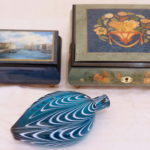 Collectible Music Boxes By H&G Studios And Rita Ford Inc With Blown Glass Bottle