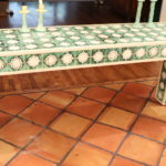 Large Porcelain Tile Console Table With Decorative Candlesticks