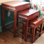 Set Of Stacking Nesting Tables With Asian Motif