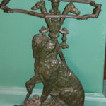 Vintage Cast Iron Umbrella Stand With Decorative Dog Detail